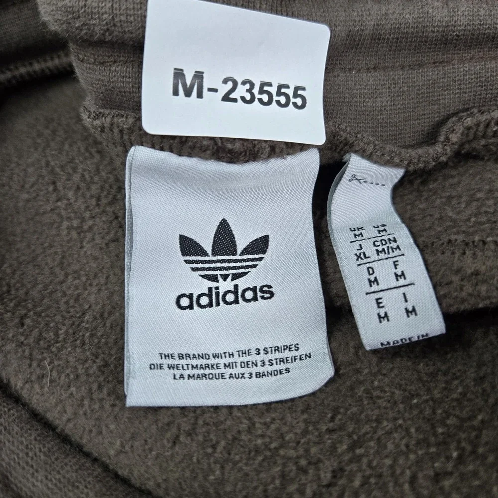Adidas Men‎ Activewear Pants M Brown Embroidered Sweatpants Plaid Stripe Fleece